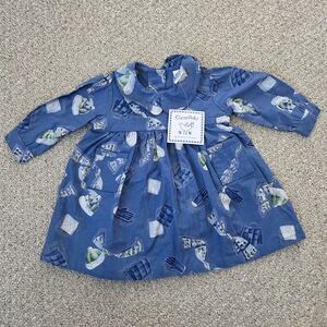 April Cornell Blue Baby Dress with Pattern